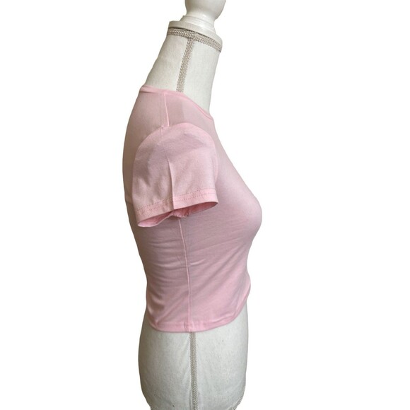 NEW Women's S Light Pink Babydoll Short Sleeve Basic Top Shirt T-Shirt - Picture 6 of 8